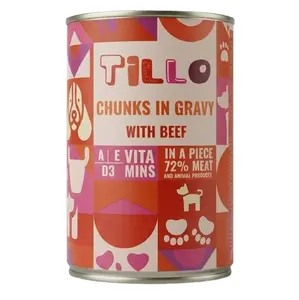 Tillo Wet Dog Food Chunks in Beef Sauce 415g