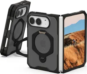 URBAN ARMOR GEAR Mouve XTE 360 MagSafe Kickstand Case for Apple iPhone Duo in ash transparent and black