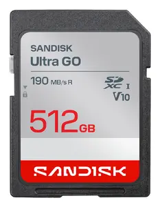 SanDisk Ultra GO 512 GB SDXC UHS-I Flash Memory Card with 190 MB/s Read Speed and V10 Video Speed Class in Black