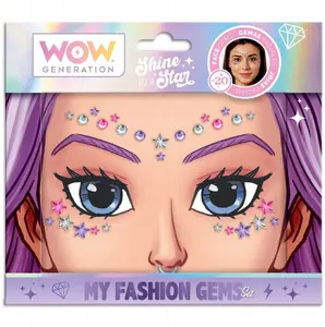KIDS Wow Generation Набор декоративных страз и украшений для лица со звездочками и пайетками в розовом, фиолетовом и серебряном цветах
