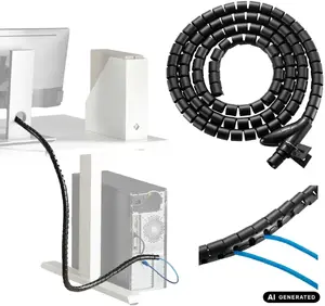 Kabeļu organizators Maclean MCTV-899 Melns 20 mm x 1000 mm Kabeļu uzmava