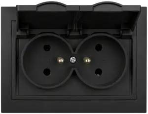 VCX WESA LC-53C Double Socket with Flap and Grounding Black