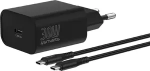 4smarts VoltPlug Tīkla lādētājs 30W ar USB-C pieslēgvietu un 1.5m USB-C kabeli melns