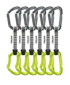 Edelrid Pure Set Sixpack Alpīnisma karabīne ar mufti D-veida Keylock Zaļa, Pelēka 6 gb