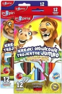 SCHEMAT INSPIRIA Треугольные цветные карандаши Jumbo 12 цветов с точилкой