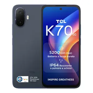 TCL K70 5G Smartphone 6.8" 720 x 1570 pixels Snapdragon 4 Gen 2 4 GB RAM 128 GB Storage 50 MP Dual Camera 5200 mAh Android 16.0 Blue
