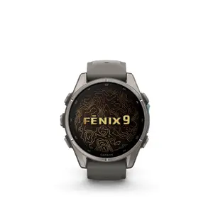 GARMIN fēnix 9 Смарт-часы Цифровые 1.3-дюйма AMOLED Сенсорный экран 43 мм Серый Wi-Fi GPS 64 ГБ Силиконовый ремешок