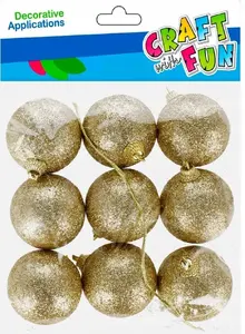 Craft with Fun CFBN418 Putuplasta Ziemassvētku bumbas Zelta 51 mm 9 gabali