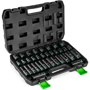 WUBER W33001 Impact Socket Set 35-Piece 1/2 Inch Drive 6-Point Deep Sockets
