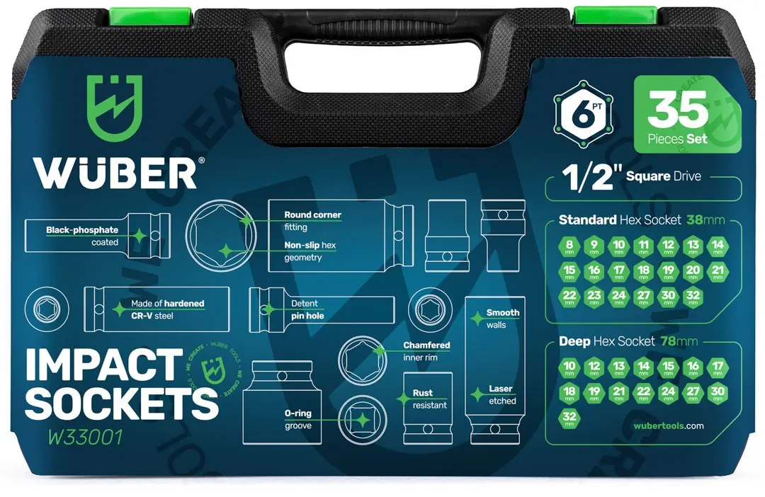 WUBER W33001 Impact Socket Set 35-Piece 1/2" Photo 7