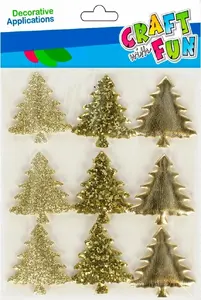 Craft with Fun CFBN400 Christmas Tree Gold Stickers Set of 9