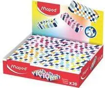 Maped plastmasas dzēšgumija rūtainā dizainā bez PVC un ftalātiem 20 gabalu stends