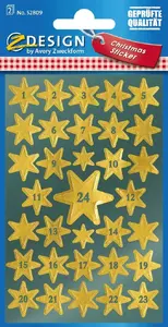 Avery 52809 Decorative Sticker Paper Gold Permanent 66-Piece Gloss Finish