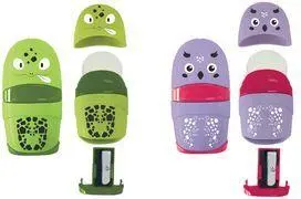 ROTH ABC Freunde 2in1 Pencil Sharpener and Eraser Combination Unit Stackable Design