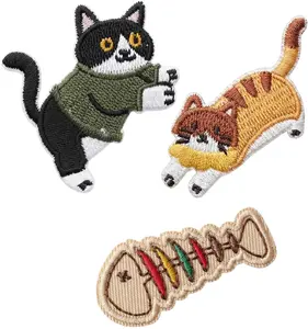 vidaXL Fabric Stickers Cat 2 Set of 3 Pieces