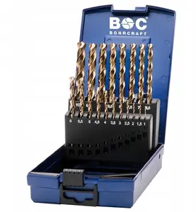 BOHRCRAFT KE10 Spirālurbju komplekts 1.0-10.0x0.5mm DIN 338 HSS-E Co5 slīpēti 19 gabali ABS kastē