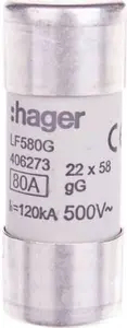 Hager LF580G цилиндрическая плавкая вставка 22 x 58 мм 80A gG