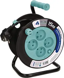 ORNO OR-AE-1339/T Мини-удлинитель на катушке 15м 4 розетки 230В ПВХ 3х1мм бирюзовый