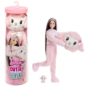 Barbie Cutie Reveal Doll & Accessories, Cuddly Series Lamb with 10 Surprises