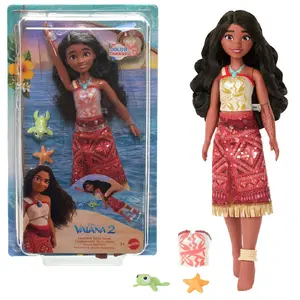 Disney Vaiana 2 Toys, Swimming Tautai Vaiana Fashion Doll with 2 Accessories & Color-Change Bodice