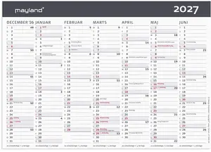 Mayland-Burde MODERNE Desk Calendar for Year 2027 Multicolor