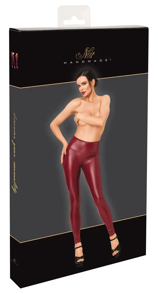 Noir Legingi Bordo XL Powerwetlook Matēta