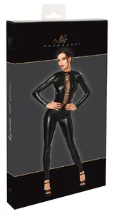 Noir M Комбинезон Powerwetlook Черный Шнуровка Молния Воротник-стойка Длинные рукава