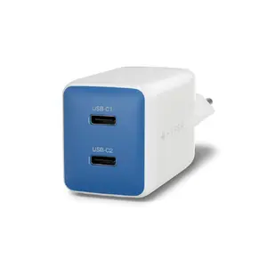HYPER HyperJuice Flex 45W GaN Indoor AC Charger with 2 USB 2.0 Ports and 2 USB Type-C Ports for Laptop Smartphone Headset and Portable Gaming Console in White and Orange