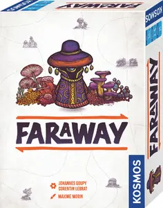 Kosmos Faraway Card Game with a 25 minute playing time and a minimum recommended player age of 10 years