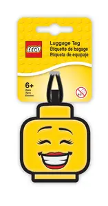 Euromic LEGO Bag Tag Girl Face in Black and Yellow with Loop Mounting Type