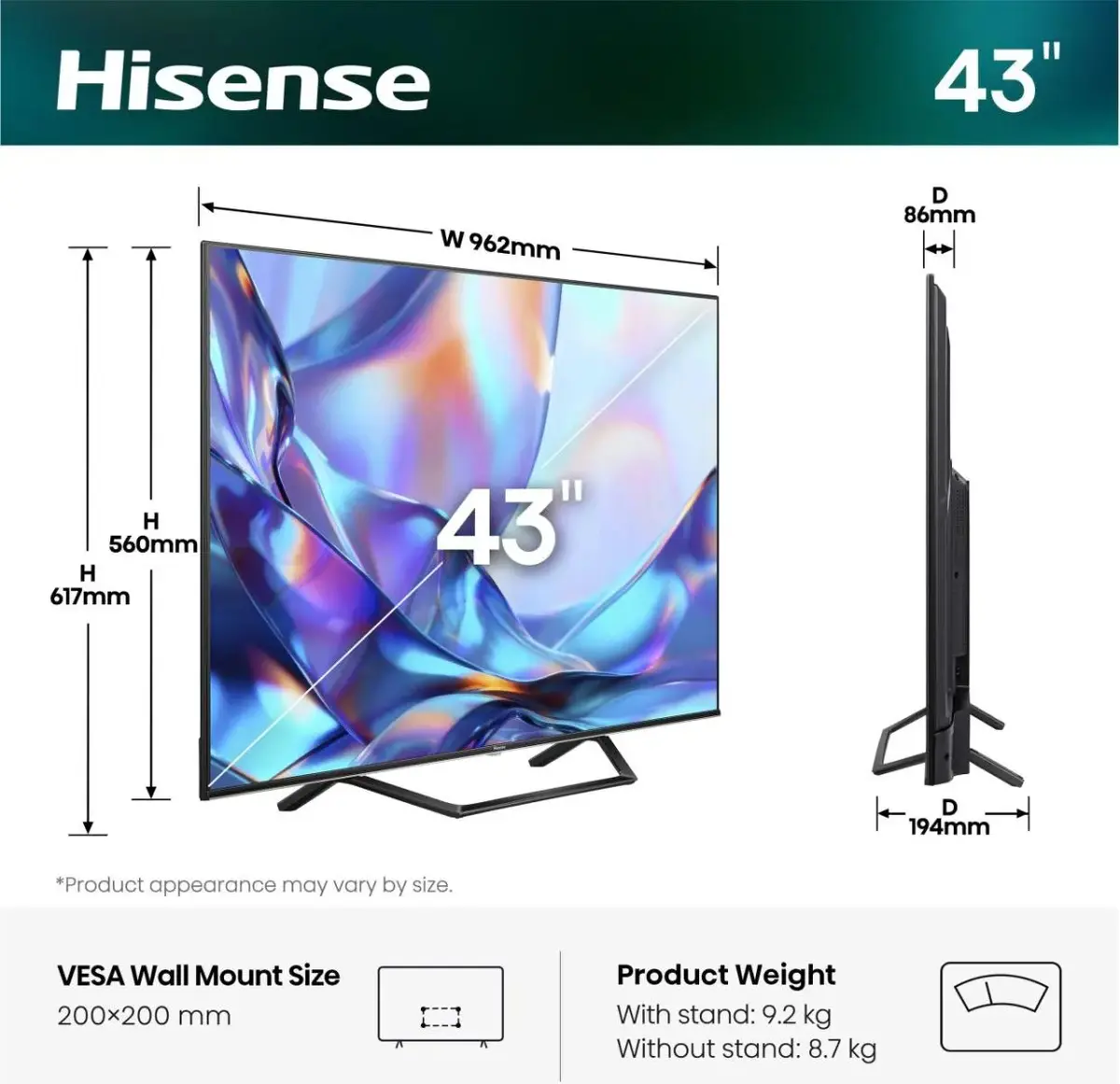 Телевизор Hisense A7S 55" 4K Ultra HD QLED Smart TV Photo 2