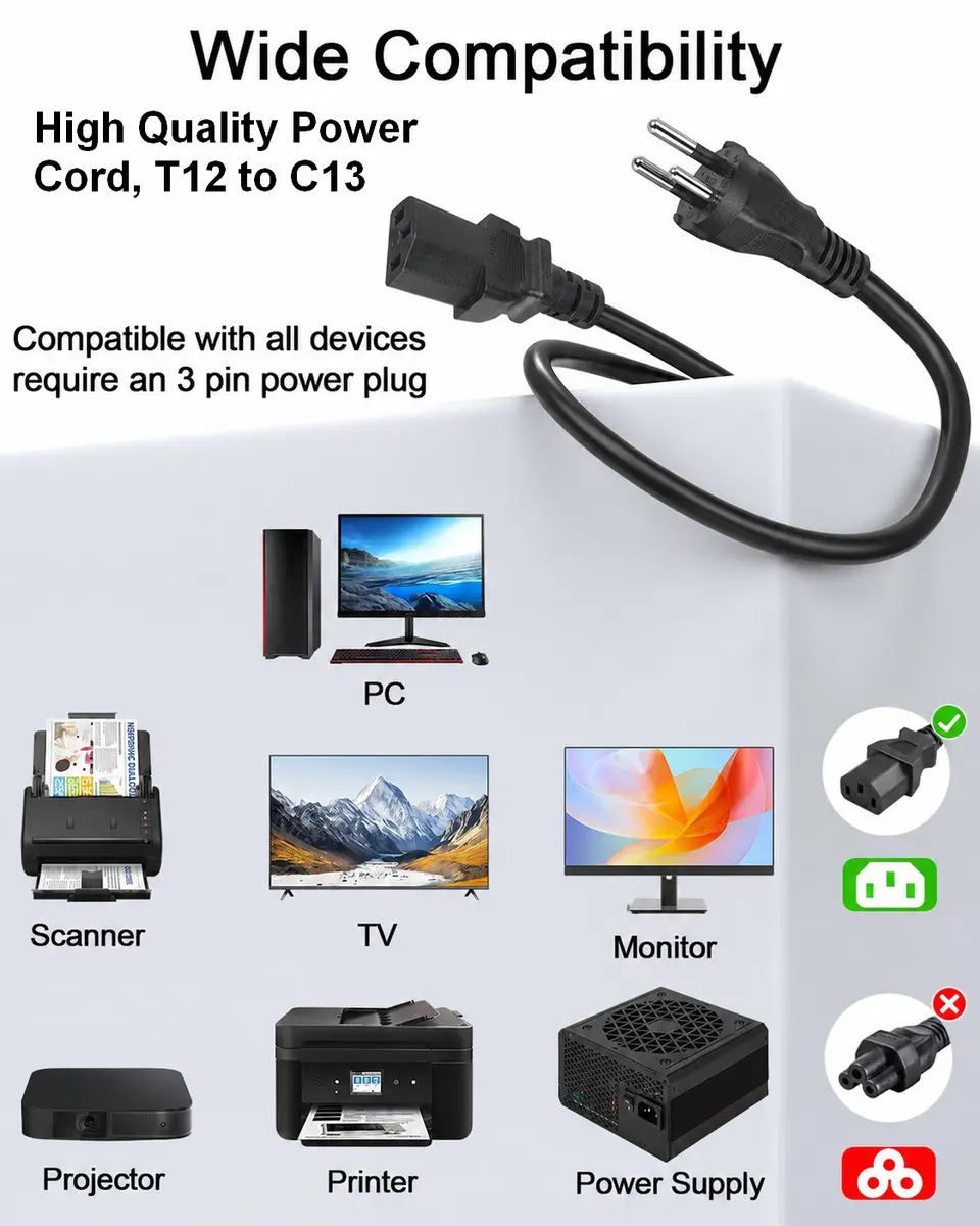 Equip Power Cord T12 to C5 3.0m Photo 5
