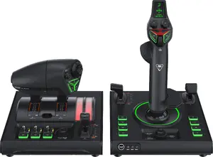 Turtle Beach VelocityOne H.O.T.A.S. lidojumu simulatora vadības ierīces personālajam datoram melnā un zaļā krāsā ar lidojumu nūju un dubulto akseleratoru