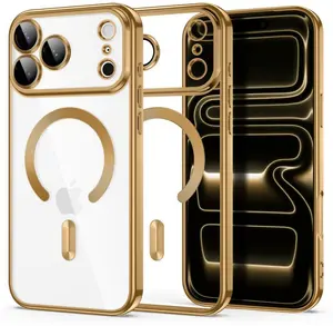 Tech-Protect MagFlex MagSafe Case for Apple iPhone 17/18 Pro Max, Golden, Transparent Back with Colorful Frame and Wireless Charging Support