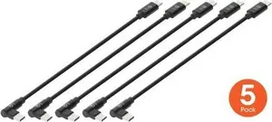 MANHATTAN Короткий кабель для зарядки USB-C 60 Вт 20 см Набор 5 шт. Type-C на Type-C угловой и прямой Hi-Speed USB 2.0 480 Мбит/с Позолоченные контакты черный 357067