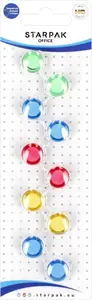 STARPAK Transparent Magnets 15 mm Assorted Colors Set of 10