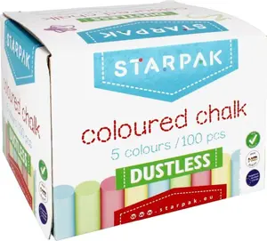 STARPAK School Chalk 5 Colors 100 Pieces Box