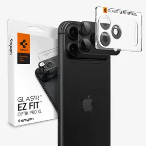 Spigen AGL12035 Camera Lens Protector for Apple Phone 18 Pro Tempered Glass Black and Transparent
