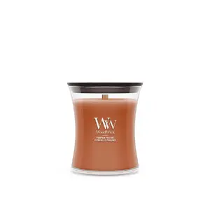 WoodWick Pumpkin Praline vaska svece Cilindrs Brūna stikla svečturī ar ķirbju aromātu