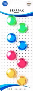 STARPAK STK MAG6 Transparent Magnets Assorted Colors 20mm Diameter 8 Pieces Set