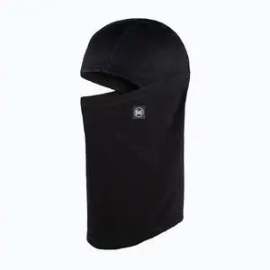 Buff Tech Fleece Hinged Balaclava Solid Black made of Polyester and Elastane with Stretch for Sports and Hiking