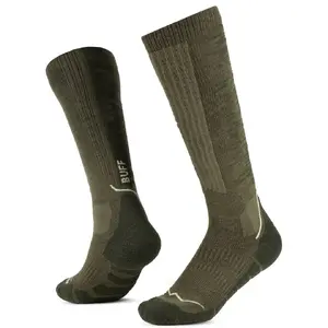 Buff Merino HW Over The Calf Socks HWO2 Olive Green L izmēra biezas merino vilnas termo zeķes