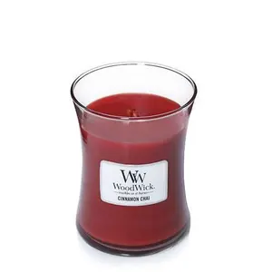 WoodWick 92104 Vaska svece Kanēlis Vaniļa Sarkana Stikla svečturis