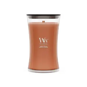 WoodWick Pumpkin Praline Cylinder Wax Candle Brown Glass Holder