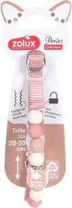 Zolux Kaķu kaklasiksna ar piekariņu PERLES rozā 20-30 cm
