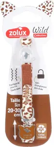 Zolux Wild regulējama kaklasiksna kaķiem ar piekariņu, 20-30 cm, mokas krāsā