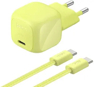 Belkin BoostCharge WCA008KQ2MGR-B6 Indoor AC Laptop Charger with USB Type-C Port 30W Power Delivery and 2 Meter Cable