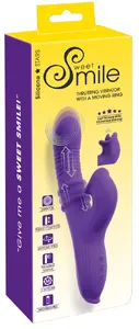 Sweet Smile Thrusting,Moving Ring vibrators ar dubulto stimulāciju, virzuļa kustības funkciju, kustīgu masāžas gredzenu, klitora stimulatoru, 10 vibrācijas režīmiem, 7 kustības režīmiem un 10 pulsācijas režīmiem, silikons