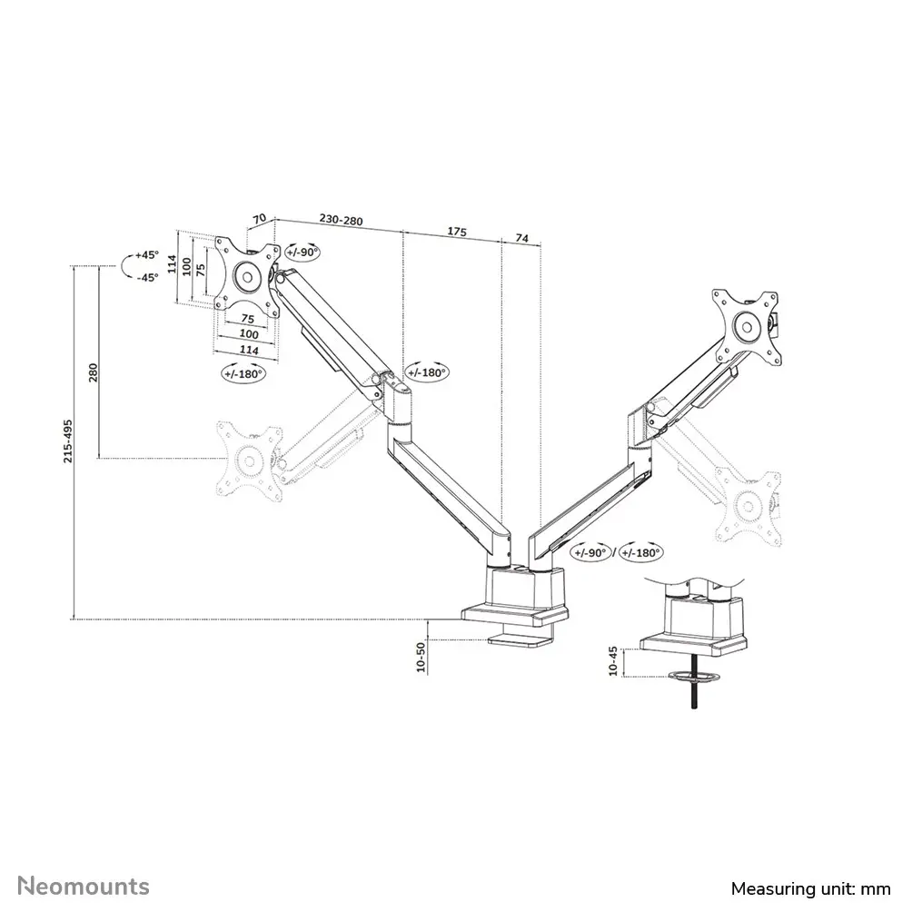 NewStar DS70-250BL2 Dual Monitor Arm Photo 16