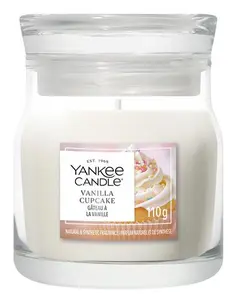 Vaska svece Yankee Candle Vanilla Cupcake Apaļa Salda Spicēta Baltā stikla traukā
